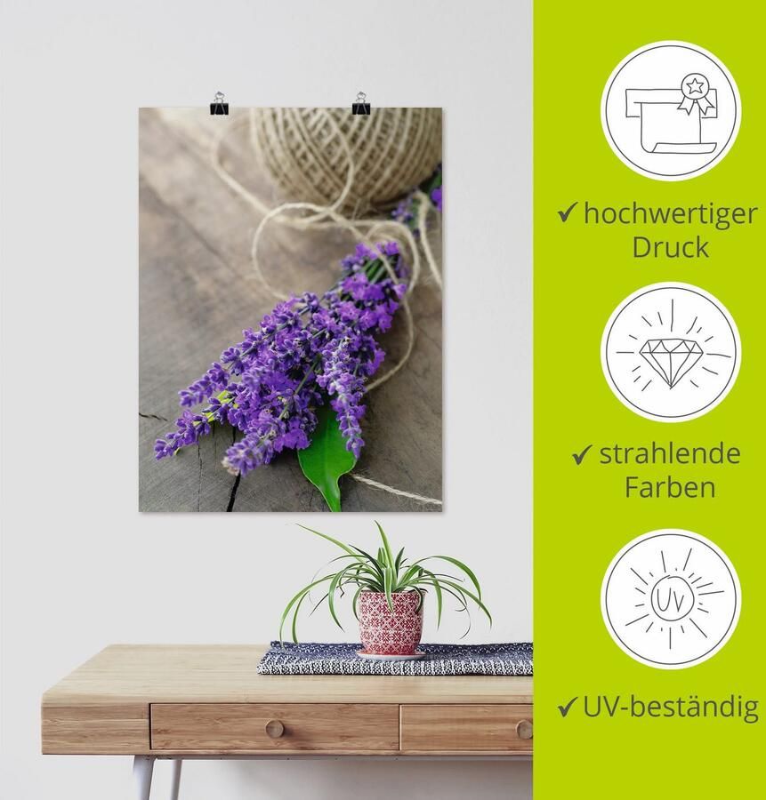Artland Artprint Lavendel Struisvogel als artprint op linnen poster muursticker in verschillende maten - Foto 3