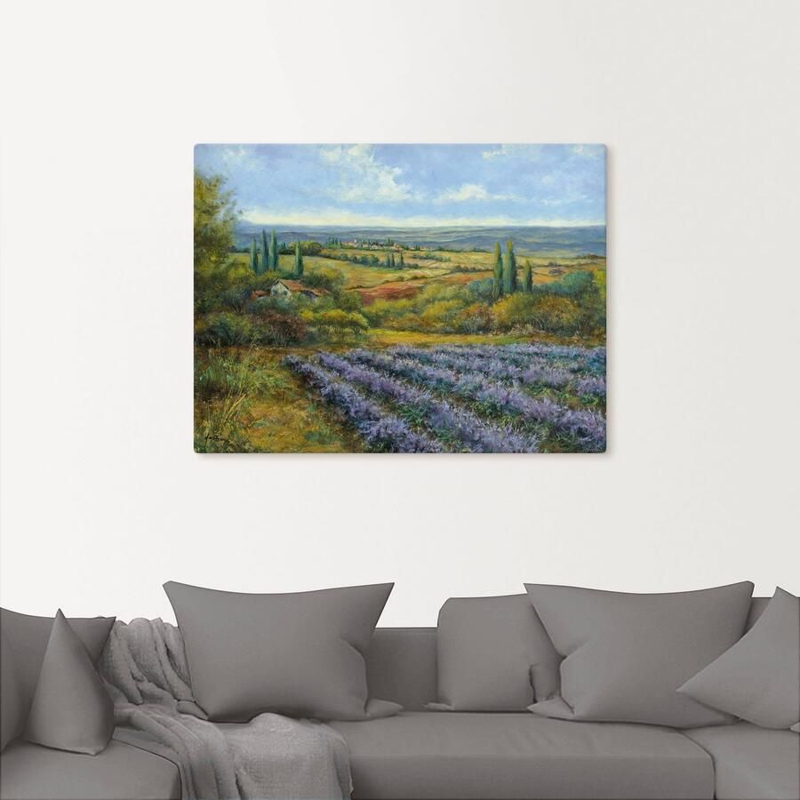 Artland Artprint op linnen Lavendelvelden in de Provence