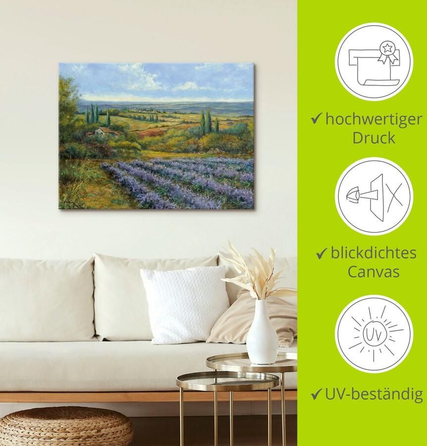 Artland Artprint Lavendelvelden in de Provence als artprint op linnen poster muursticker in verschillende maten - Foto 3