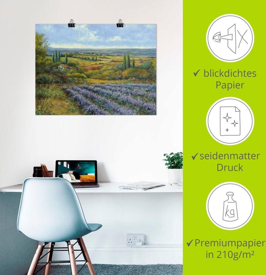 Artland Artprint Lavendelvelden in de Provence als artprint op linnen poster muursticker in verschillende maten - Foto 4