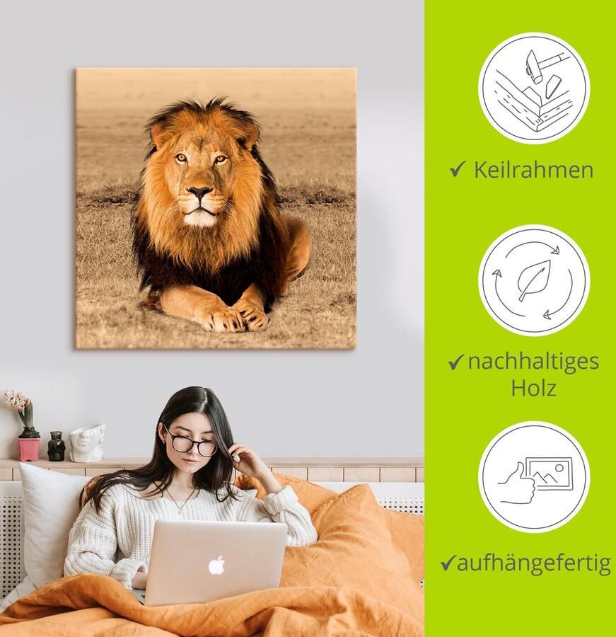 Artland Artprint Leeuw als artprint van aluminium artprint voor buiten artprint op linnen poster muursticker - Foto 2