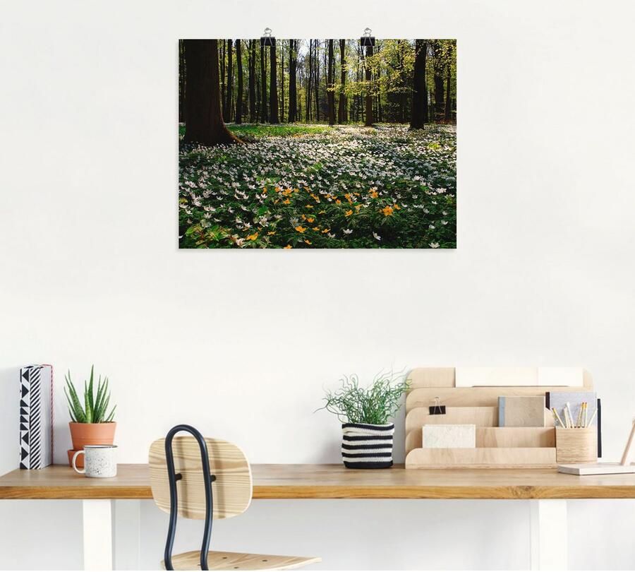 Artland Artprint Lentebos bedekt met anemonen als artprint op linnen poster in verschillende formaten maten - Foto 4