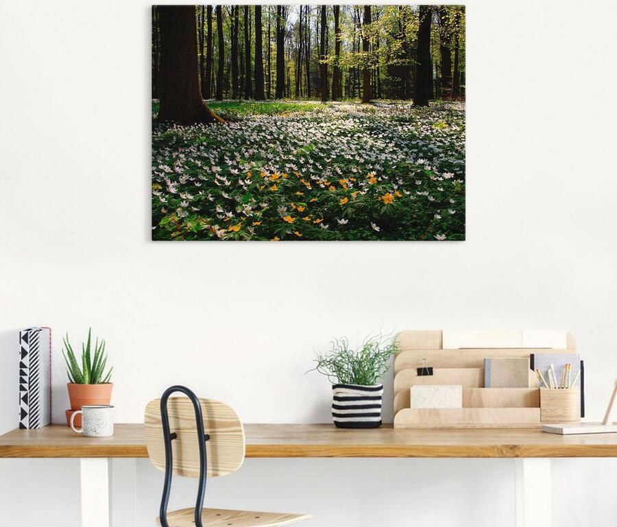 Artland Artprint Lentebos bedekt met anemonen als artprint op linnen poster in verschillende formaten maten - Foto 4