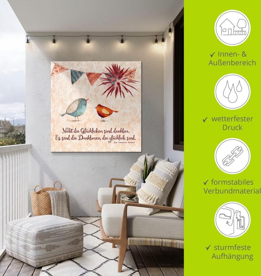 Artland Artprint Levenswijsheid gelukkig als artprint van aluminium artprint voor buiten artprint op linnen poster muursticker - Foto 3