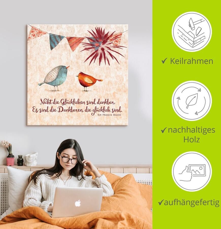 Artland Artprint Levenswijsheid gelukkig als artprint van aluminium artprint voor buiten artprint op linnen poster muursticker - Foto 3