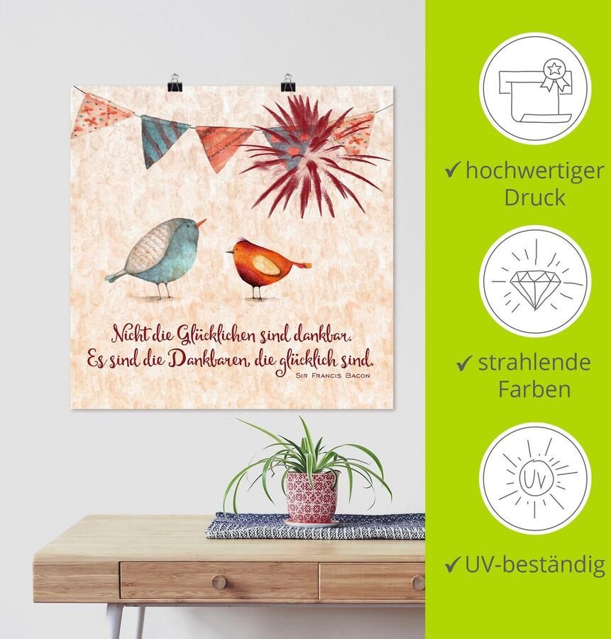 Artland Artprint Levenswijsheid gelukkig als artprint van aluminium artprint voor buiten artprint op linnen poster muursticker - Foto 3