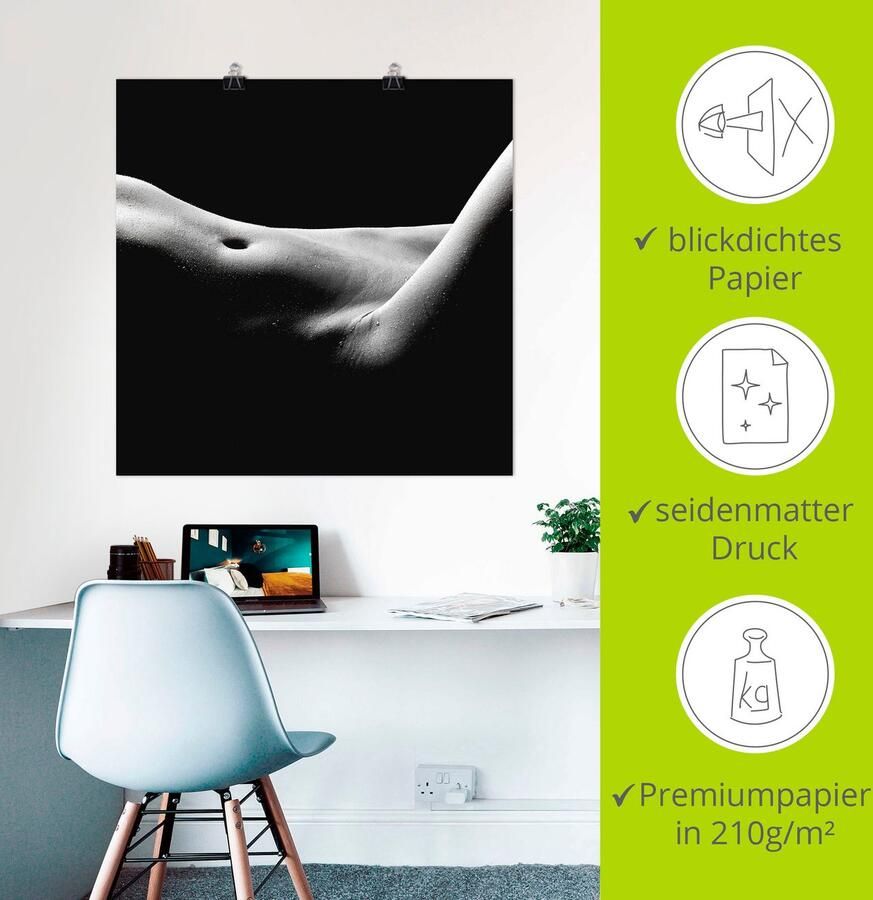 Artland Artprint Lichaamsuitsnede van een naakte vrouw als artprint op linnen poster in verschillende formaten maten - Foto 2