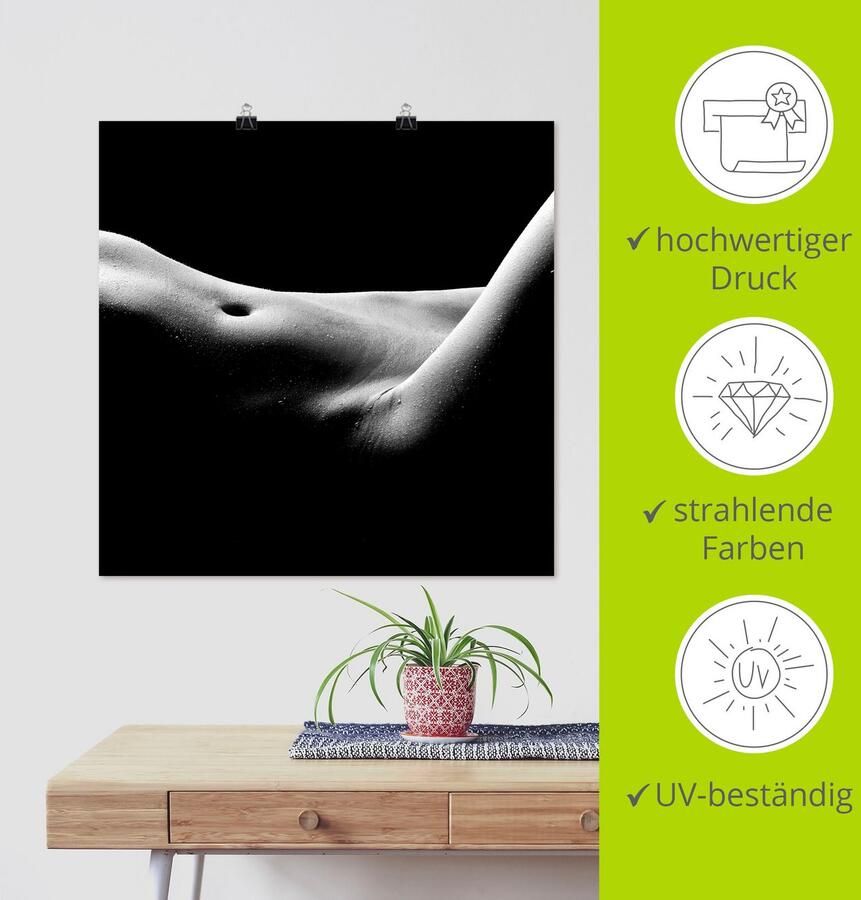 Artland Artprint Lichaamsuitsnede van een naakte vrouw als artprint op linnen poster in verschillende formaten maten - Foto 3