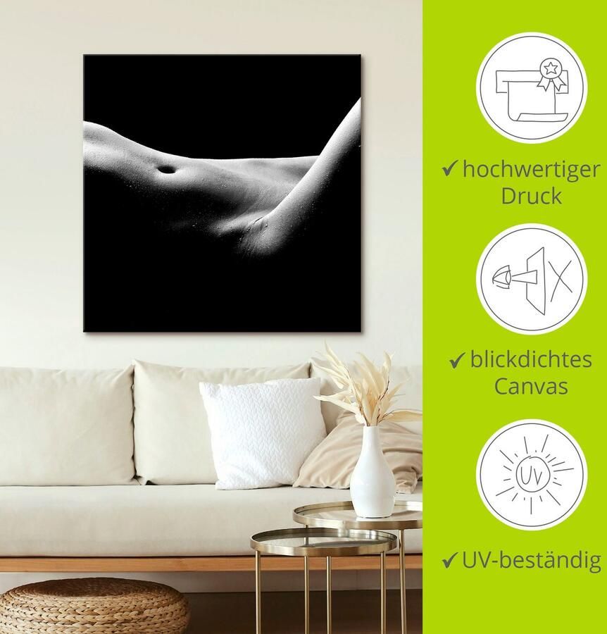 Artland Artprint Lichaamsuitsnede van een naakte vrouw als artprint op linnen poster in verschillende formaten maten - Foto 3