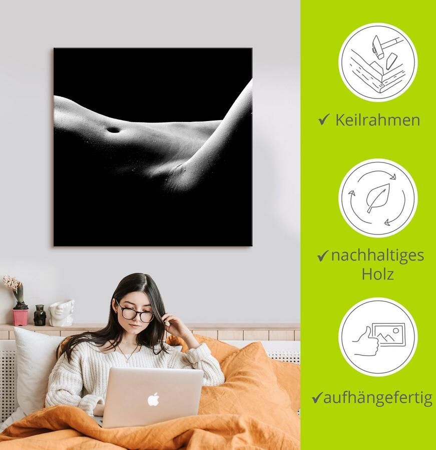 Artland Artprint Lichaamsuitsnede van een naakte vrouw als artprint op linnen poster in verschillende formaten maten - Foto 2