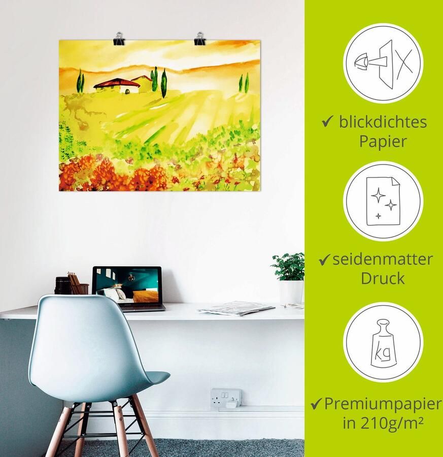 Artland Artprint Licht van Toscane als artprint op linnen poster muursticker in verschillende maten - Foto 2