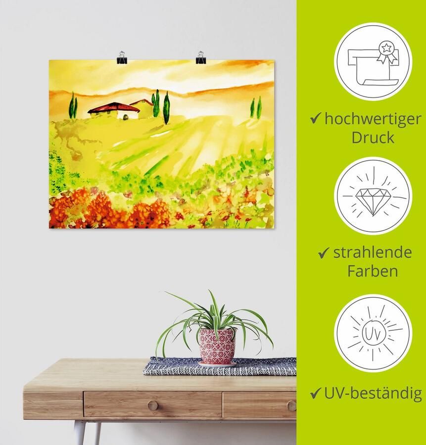 Artland Artprint Licht van Toscane als artprint op linnen poster muursticker in verschillende maten - Foto 3
