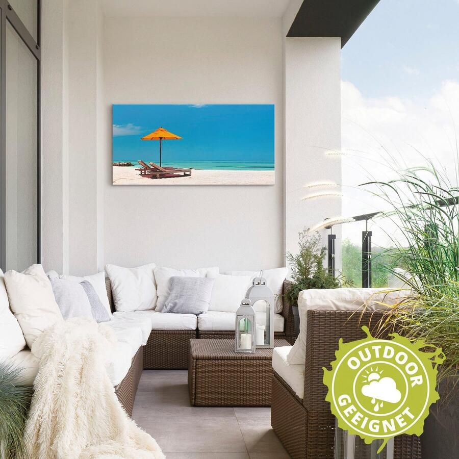 Artland Artprint Ligstoel parasol strand Malediven als artprint van aluminium artprint voor buiten artprint op linnen poster muursticker - Foto 2