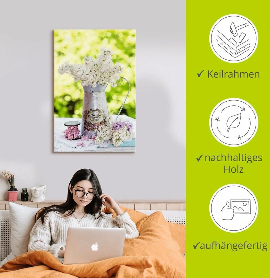 Artland Artprint Lila en shabby chic stilleven als artprint van aluminium artprint voor buiten artprint op linnen poster muursticker - Foto 2