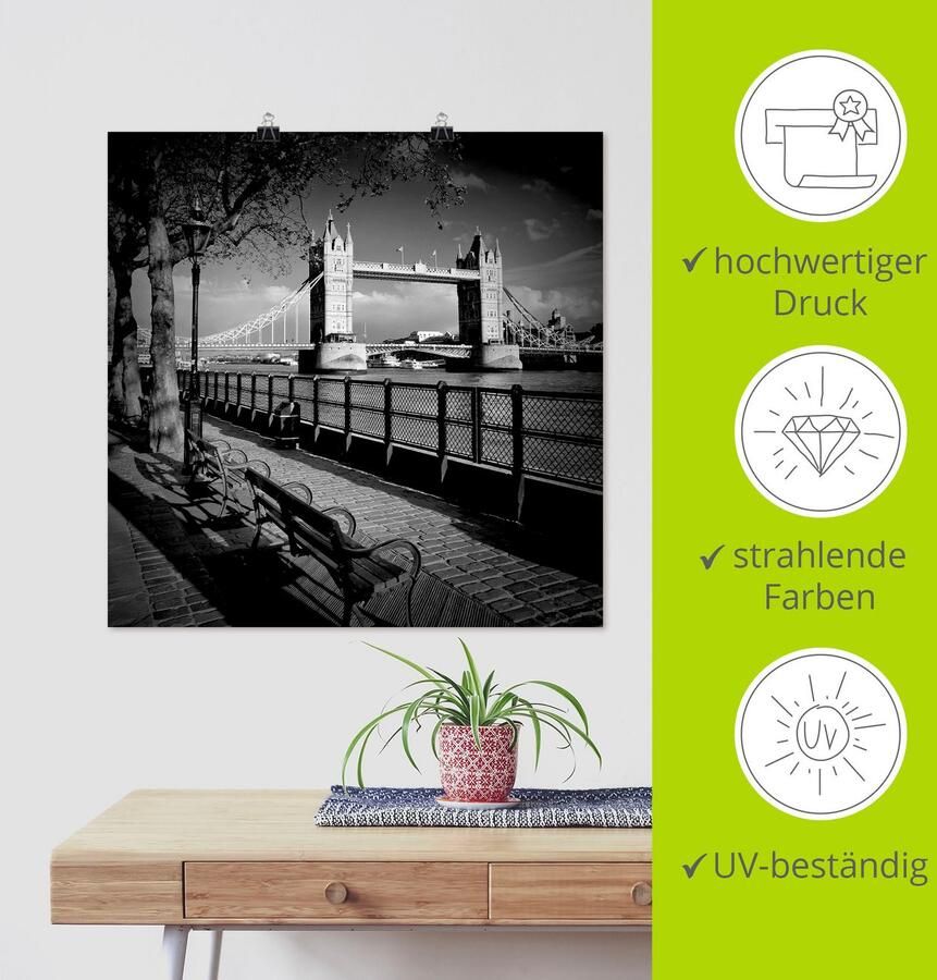 Artland Artprint Londen Aan de oever van de Theems als artprint op linnen poster in verschillende formaten maten - Foto 3