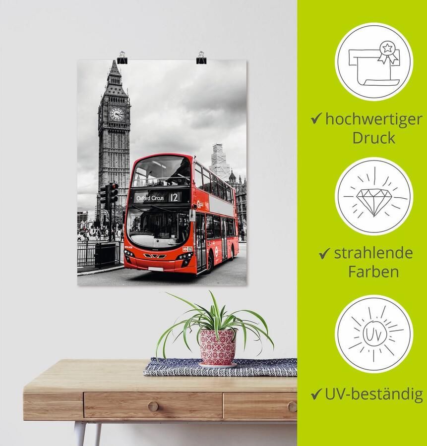 Artland Poster Londen Bus en Big Ben - Foto 3