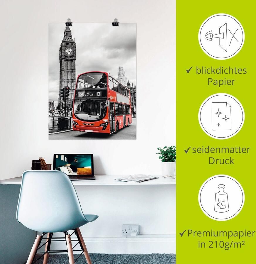 Artland Poster Londen Bus en Big Ben - Foto 2