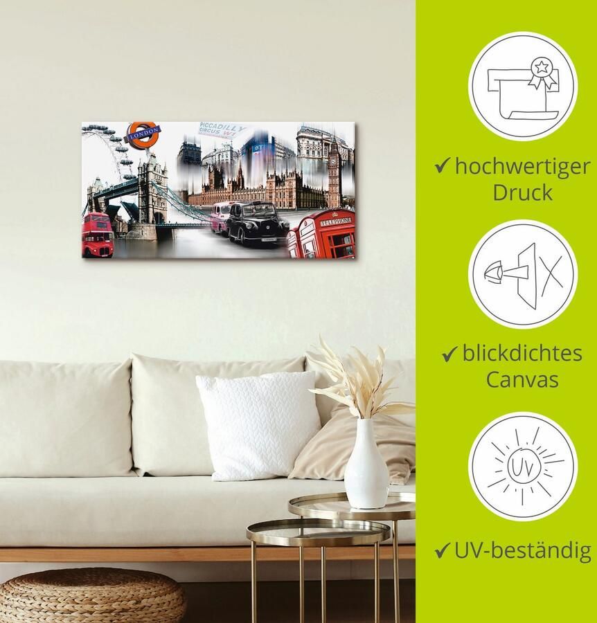 Artland Artprint Londen Skyline collage IV als artprint op linnen poster muursticker in verschillende maten - Foto 3