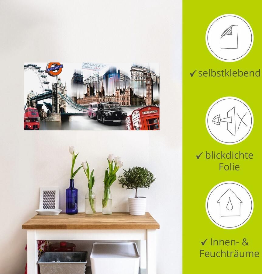 Artland Artprint Londen Skyline collage IV als artprint op linnen poster muursticker in verschillende maten - Foto 4