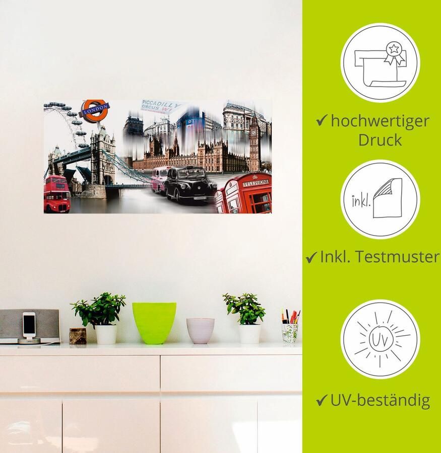 Artland Artprint Londen Skyline collage IV als artprint op linnen poster muursticker in verschillende maten - Foto 3