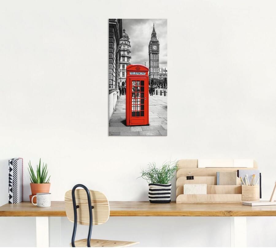 Artland Artprint Londen Telefooncel als artprint van aluminium artprint voor buiten artprint op linnen in verschillende maten - Foto 4