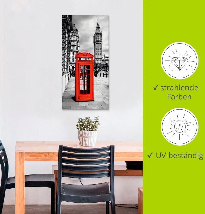 Artland Artprint Londen Telefooncel als artprint van aluminium artprint voor buiten artprint op linnen in verschillende maten - Foto 2
