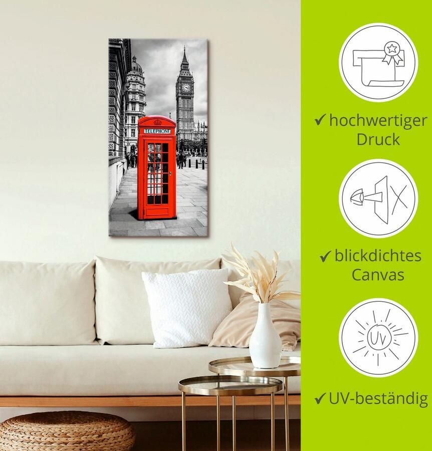 Artland Artprint Londen Telefooncel als artprint van aluminium artprint voor buiten artprint op linnen in verschillende maten - Foto 2