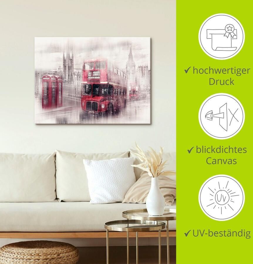 Artland Artprint Londen Westminster collage als artprint op linnen poster in verschillende formaten maten - Foto 2