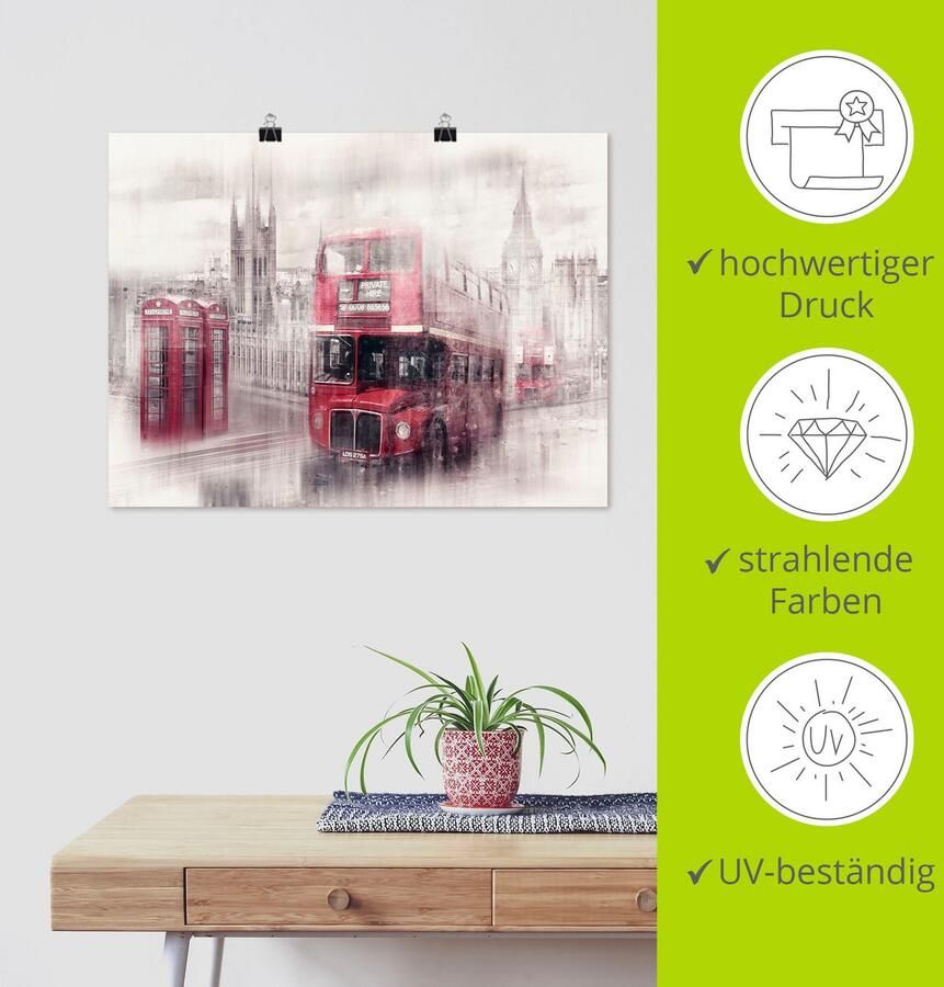 Artland Artprint Londen Westminster collage als artprint op linnen poster in verschillende formaten maten - Foto 3