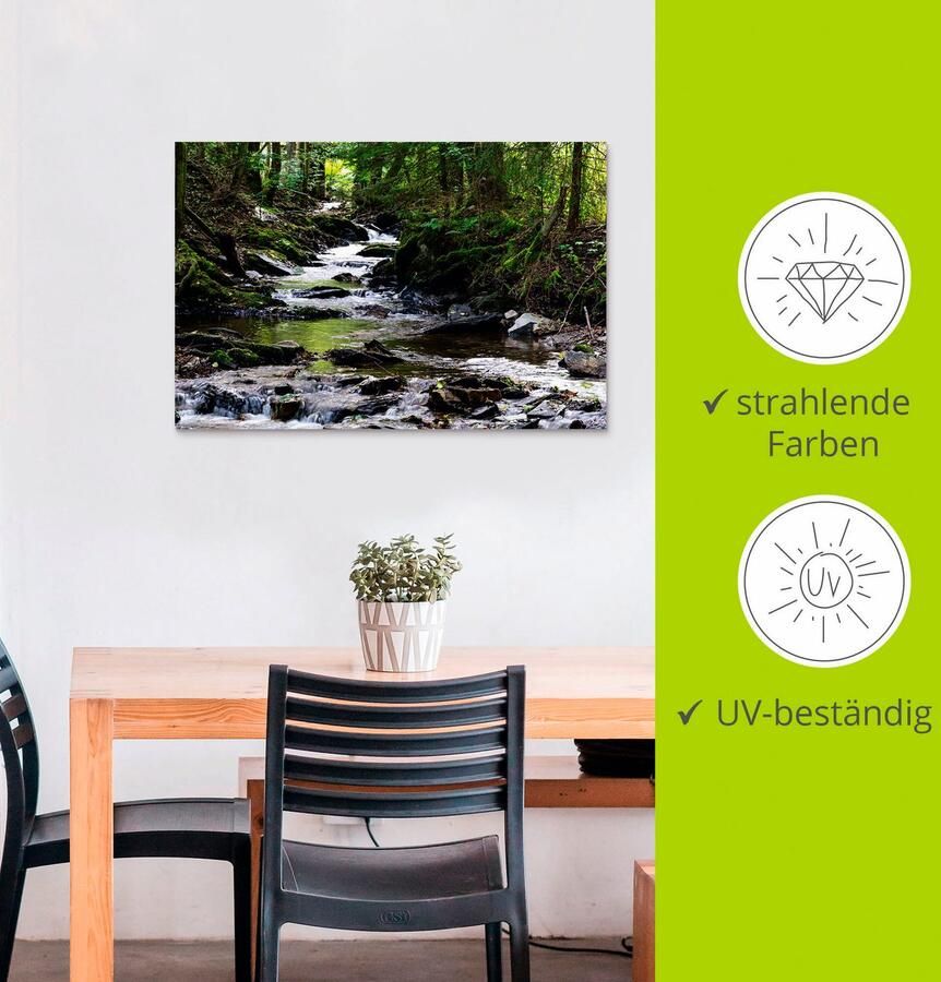 Artland Artprint Loop van de beek in het bos als artprint van aluminium artprint voor buiten artprint op linnen poster muursticker - Foto 2