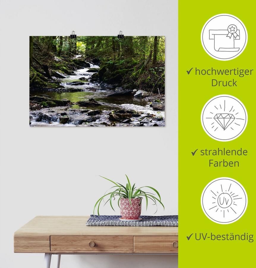 Artland Artprint Loop van de beek in het bos als artprint van aluminium artprint voor buiten artprint op linnen poster muursticker - Foto 3