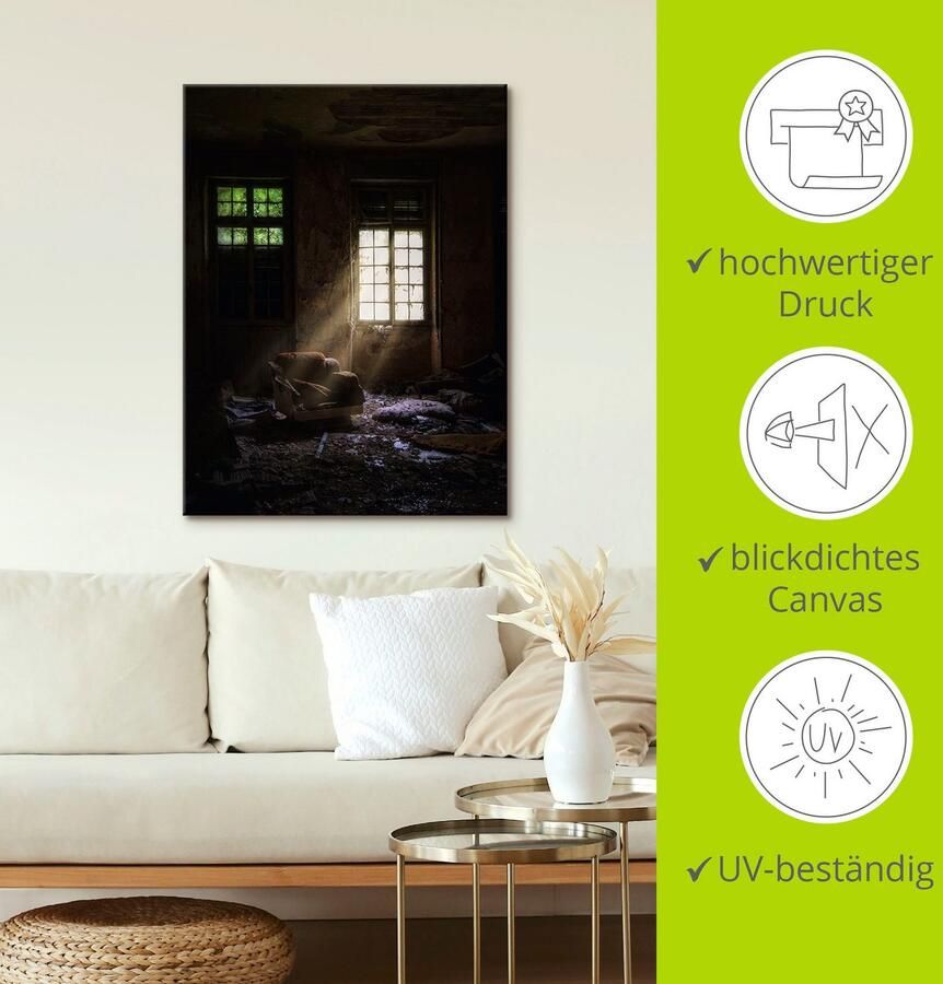 Artland Artprint Lost Place Bij het raam fauteuil als artprint van aluminium artprint voor buiten artprint op linnen in verschillende maten - Foto 4