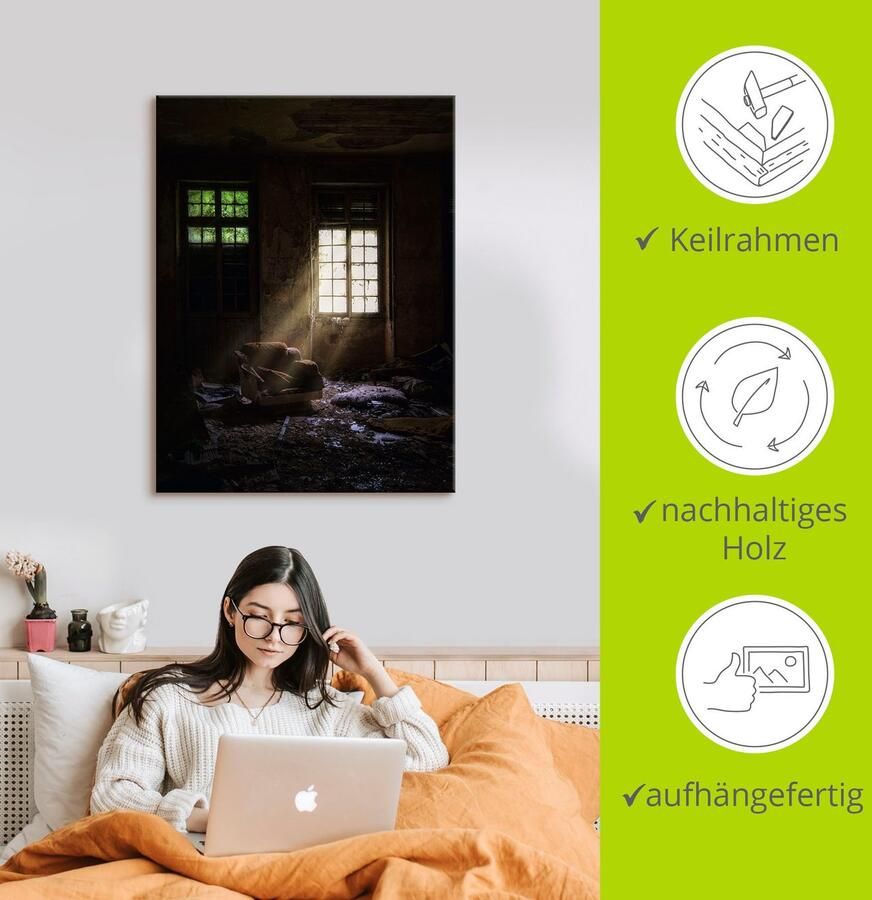 Artland Artprint Lost Place Bij het raam fauteuil als artprint van aluminium artprint voor buiten artprint op linnen in verschillende maten - Foto 3