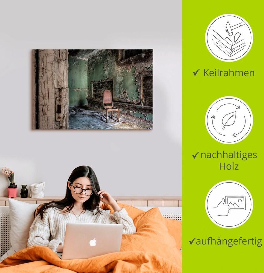 Artland Artprint Lost Place eenzame stoel als artprint van aluminium artprint voor buiten artprint op linnen poster muursticker