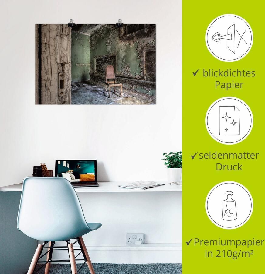 Artland Artprint Lost Place eenzame stoel als artprint van aluminium artprint voor buiten artprint op linnen poster muursticker - Foto 2