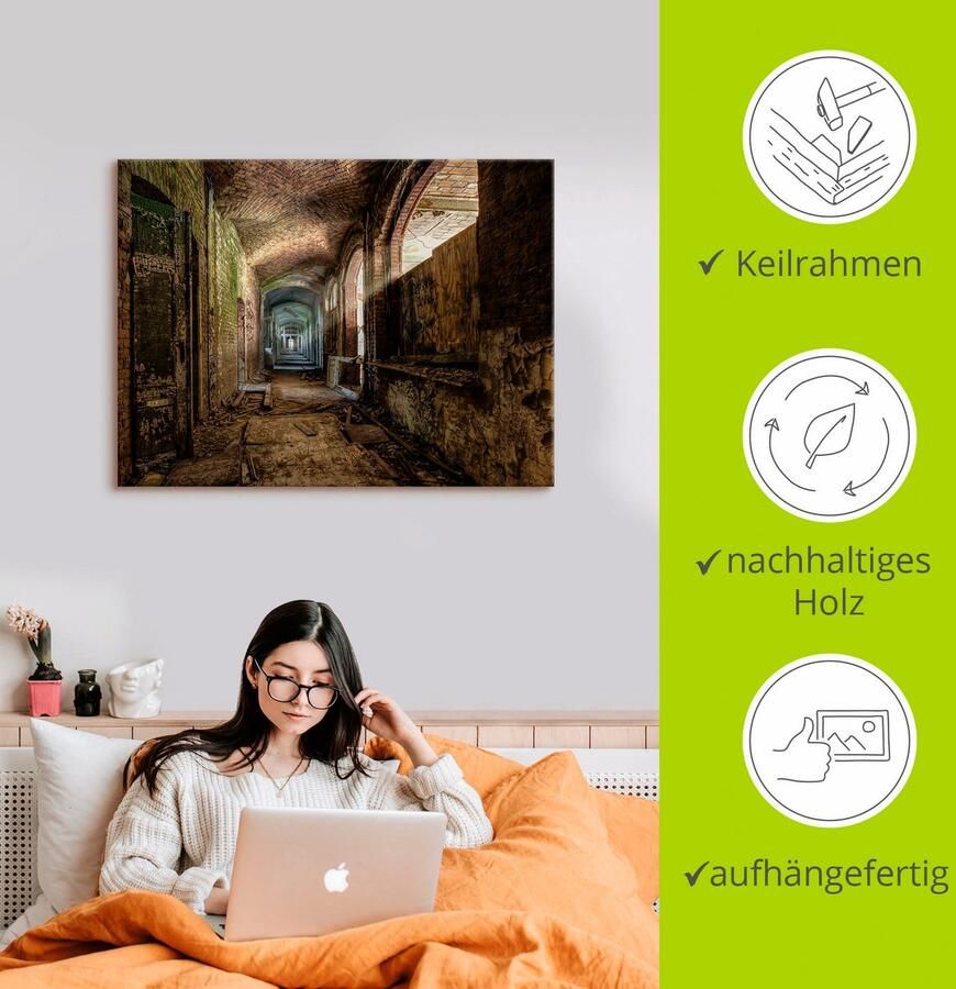 Artland Artprint Lost Place naargeestige gang als artprint op linnen poster in verschillende formaten maten - Foto 2