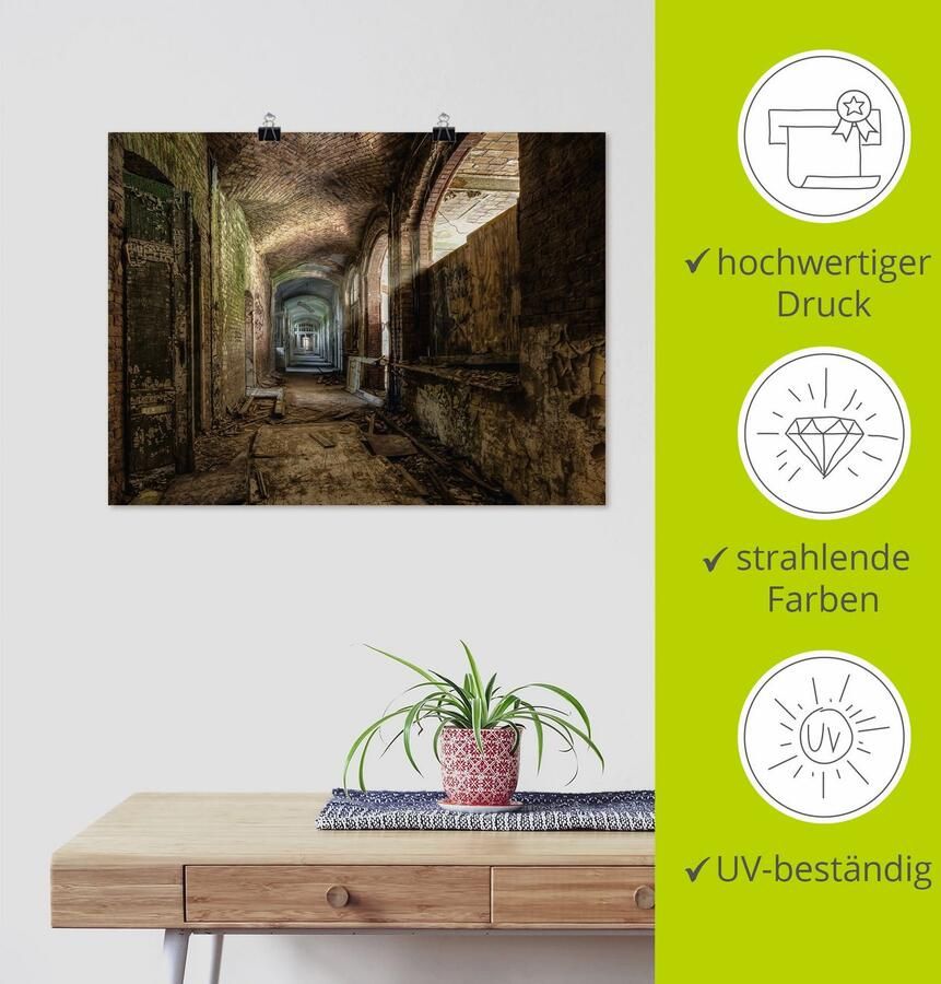 Artland Artprint Lost Place naargeestige gang als artprint op linnen poster in verschillende formaten maten - Foto 4