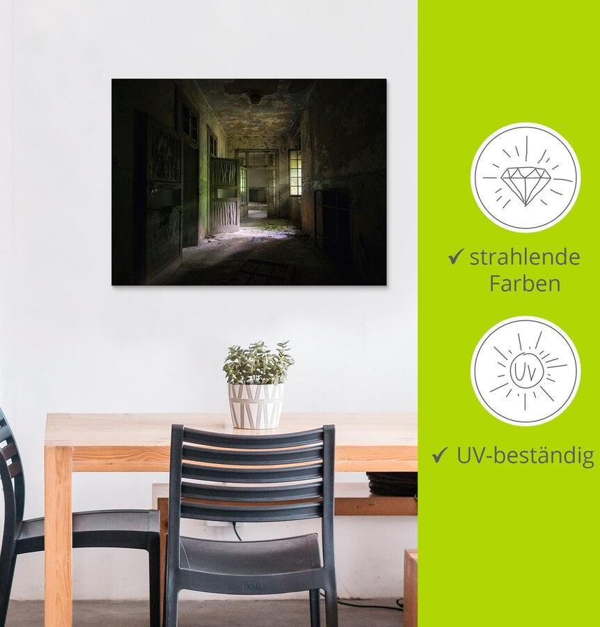 Artland Artprint Lost Place naargeestige hal deuren gang als artprint van aluminium artprint voor buiten artprint op linnen poster in verschillende maten. maten - Foto 3