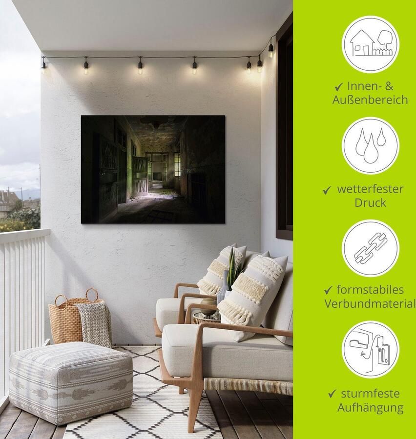 Artland Artprint Lost Place naargeestige hal deuren gang als artprint van aluminium artprint voor buiten artprint op linnen poster in verschillende maten. maten - Foto 5