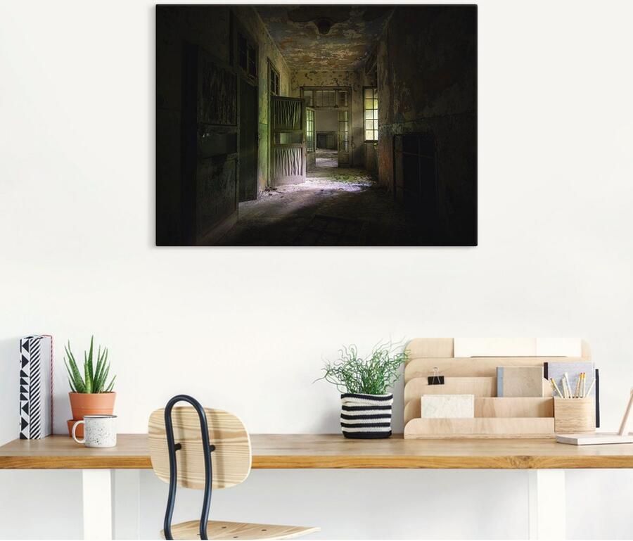 Artland Artprint Lost Place naargeestige hal deuren gang als artprint van aluminium artprint voor buiten artprint op linnen poster in verschillende maten. maten - Foto 5