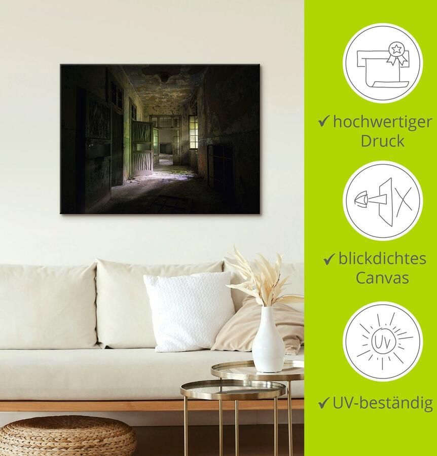 Artland Artprint Lost Place naargeestige hal deuren gang als artprint van aluminium artprint voor buiten artprint op linnen poster in verschillende maten. maten - Foto 4