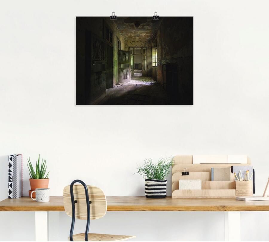 Artland Artprint Lost Place naargeestige hal deuren gang als artprint van aluminium artprint voor buiten artprint op linnen poster in verschillende maten. maten - Foto 4
