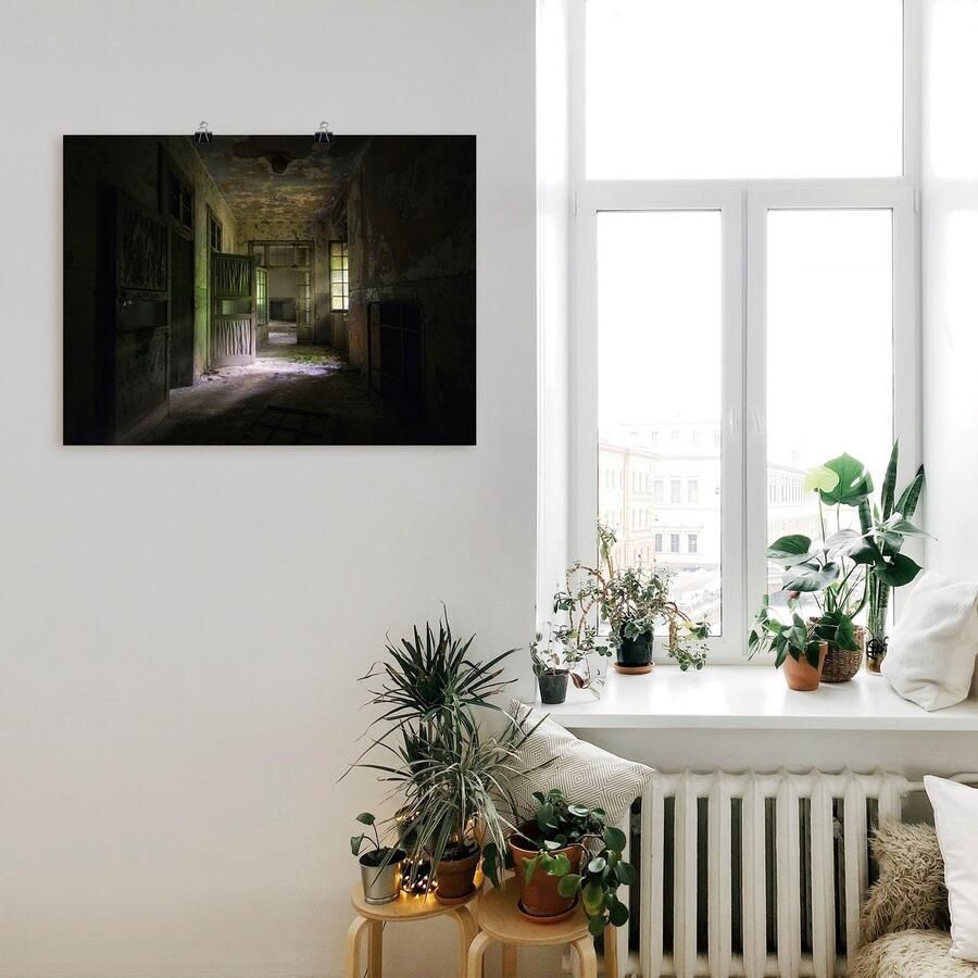 Artland Artprint Lost Place naargeestige hal deuren gang als artprint van aluminium artprint voor buiten artprint op linnen poster in verschillende maten. maten