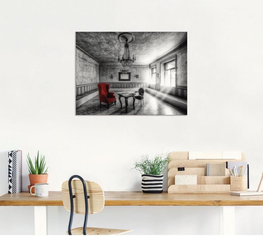 Artland Artprint Lost Place rode fauteuil als artprint van aluminium artprint voor buiten artprint op linnen poster muursticker - Foto 4