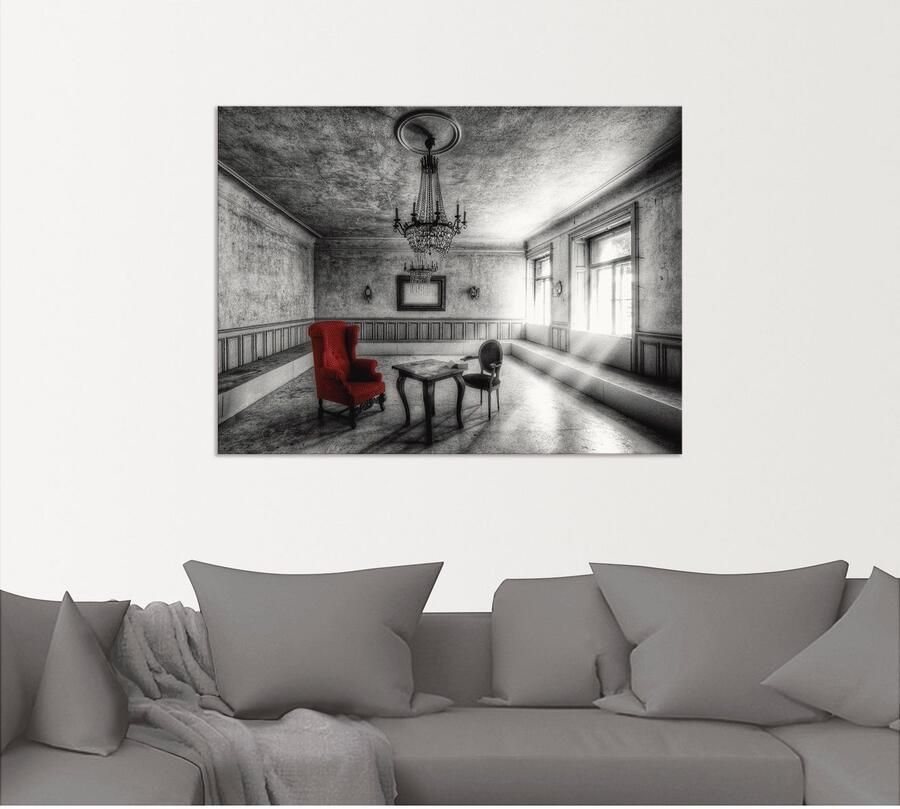 Artland Artprint Lost Place rode fauteuil als artprint van aluminium artprint voor buiten artprint op linnen poster muursticker - Foto 5