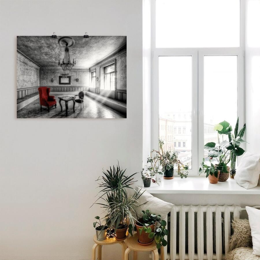 Artland Artprint Lost Place rode fauteuil als artprint van aluminium artprint voor buiten artprint op linnen poster muursticker