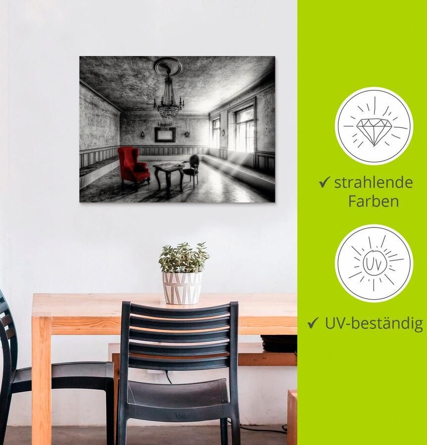 Artland Artprint Lost Place rode fauteuil als artprint van aluminium artprint voor buiten artprint op linnen poster muursticker - Foto 2