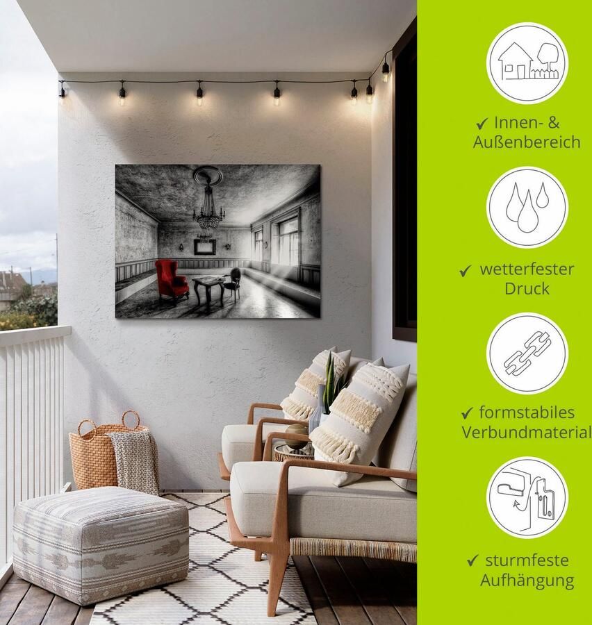 Artland Artprint Lost Place rode fauteuil als artprint van aluminium artprint voor buiten artprint op linnen poster muursticker - Foto 3