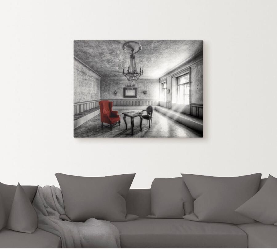 Artland Artprint op linnen Lost Place rode fauteuil