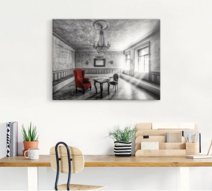 Artland Artprint Lost Place rode fauteuil als artprint van aluminium artprint voor buiten artprint op linnen poster muursticker - Foto 4